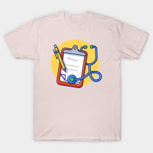 Clipboard paper with stethoscope and pen T-Shirt